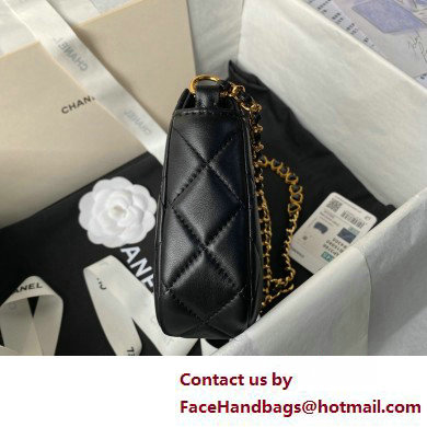 Chanel Shiny Crumpled Calfskin, Resin  &  Gold-Tone Metal Clutch with Chain Bag AP3786 Black 2025